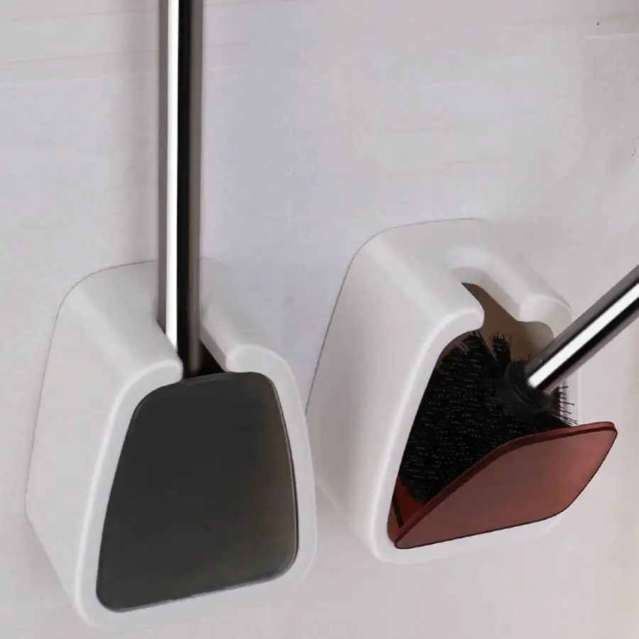 

Stainless Steel Toilet Brush Set With Base Strong Bristles Toilet Brush Holder Household Cleaning Tool Bathroom Supplies