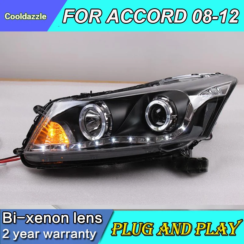 Стайлинга автомобилей 2008 2009 2010 2011 2012 год для Accord светодиодный Ангельские глазки фара Объектив проектора R8 Стиль фары