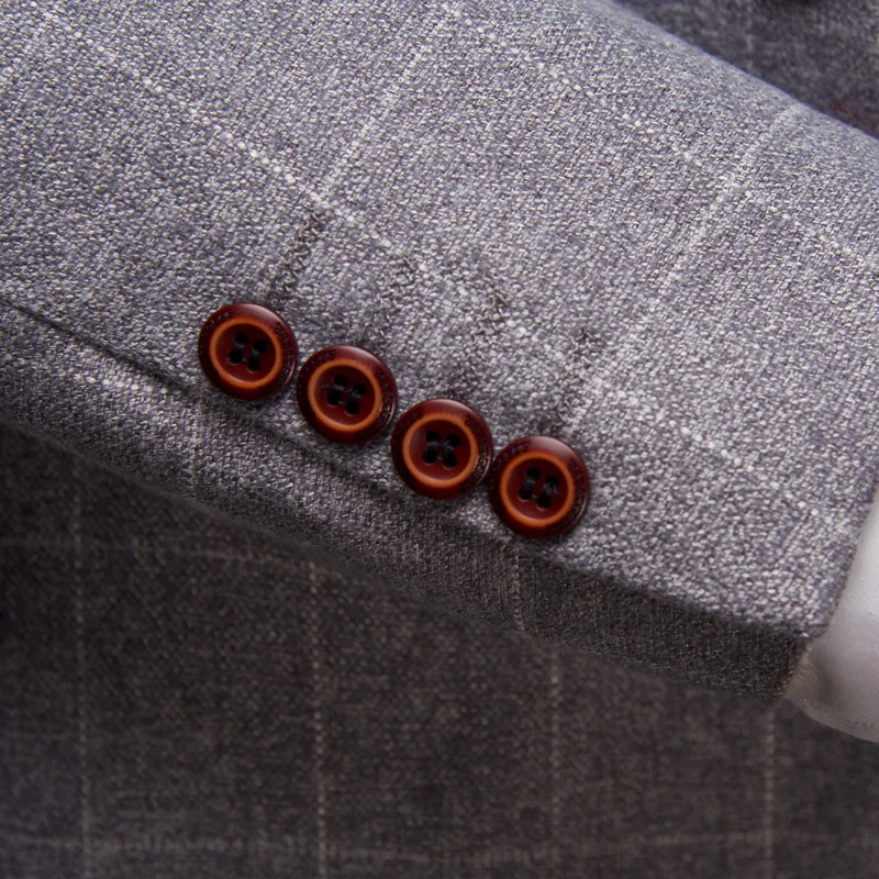 (Suit jacket+vest+pant )Top Quality Plaid Suit man Slim business suits Wedding Party 