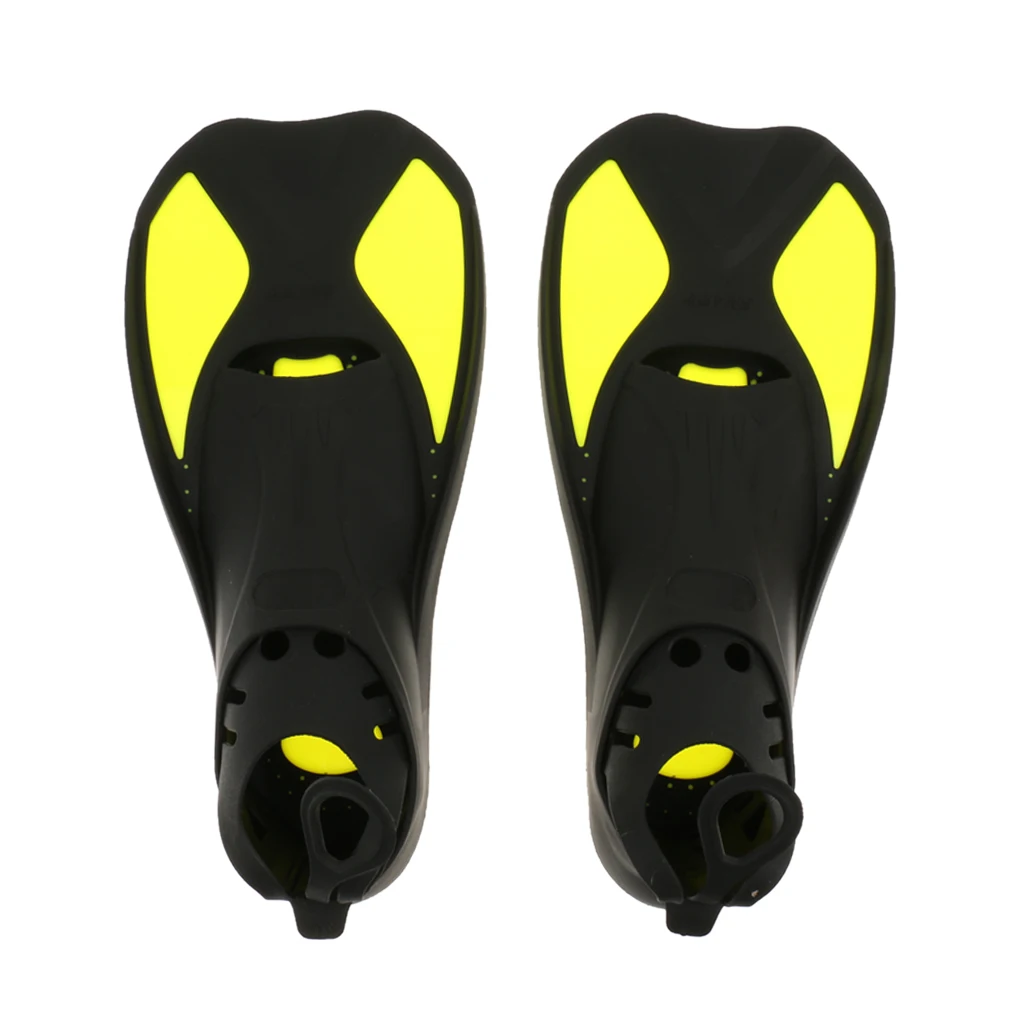 Perfeclan 2019 Kid Adult Full Foot Short Fins Scuba Diving Swim Training Flippers Yellow Snorkeling Swimming Fins   