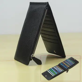 

Fashion New 2018 Cowhide Genuine Leather Men Wallets Genuine Leather Card Holder long Clutch Bag Men Wallet Purse Black WL008