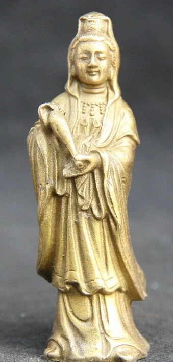 

Chinese Buddhism Brass stand Kwan-yin Guan Yin Net bottle Boddhisattva Statue