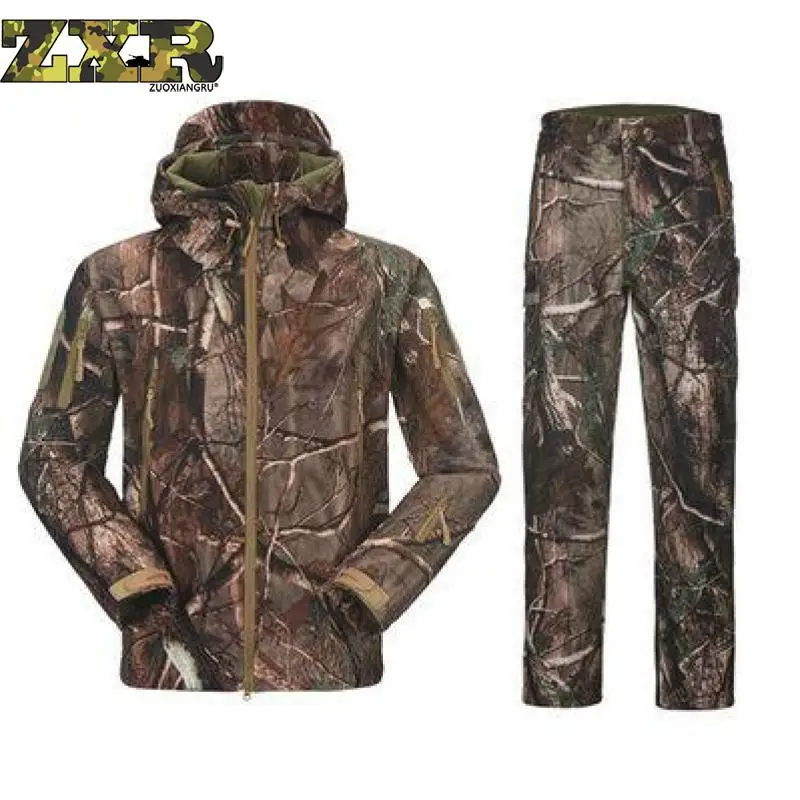 

Tactical Soft Shell Camouflage Jacket Set Men Army Waterproof Warm Camo Clothes Military Fleece Coat Windbreaker Clothing Suit