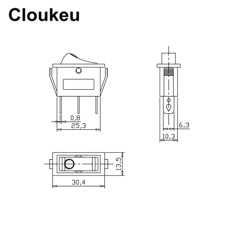KCD3 LED 2Pin/3Pin 2 файлы/3 файла кнопка питания клавишный переключатель 16A/250V