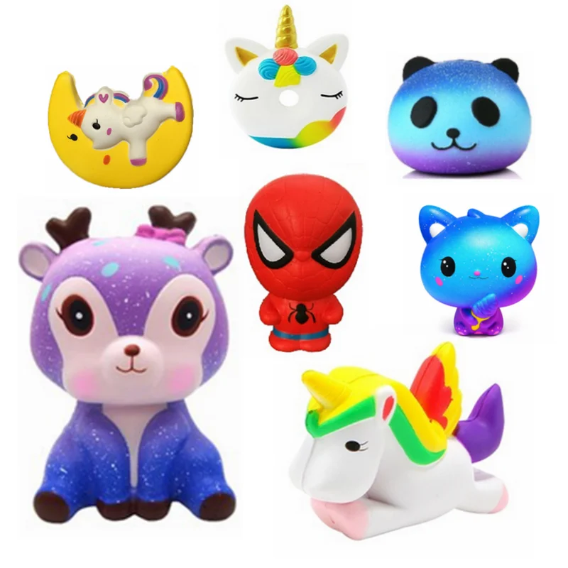 

Kawaii Squishies jumbo Unicorn Squeeze Squishy Animal Deer cat Spiderman Hulk Slow Rising toy antistress Relief toy for children