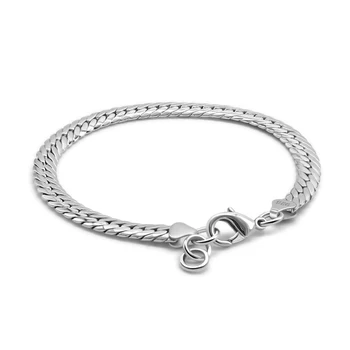 

Stylish Men's Silver Bracelet 925 Sterling Silver Whip Bracelet Solid Silver Chain 6mm19cm Size Men's Chic Jewelry free shipping