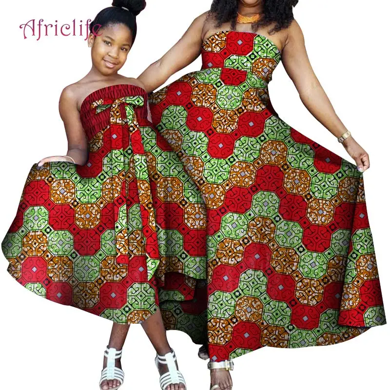 Лидер продаж, африканские платья для женщин и дочек, хлопковое платье с принтом, 2 предмета, традиционная Дашики, одежда, платья для