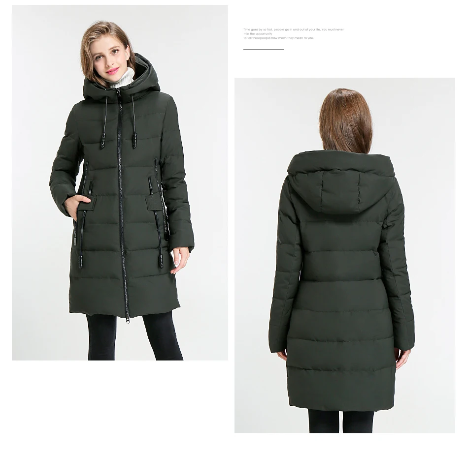 Eurasia New Women Winter Jacket Full Stand Collar Hooded Design Slim Outerwear Coat Warm Parka Lady Clothing Y1700010