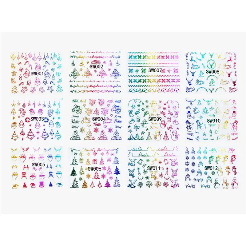 

3D Christmas Cartoon Glitter Decal DIY Tips Nail Art Sticker Manicure Decor Tiny Nail Art Sticker Decoration