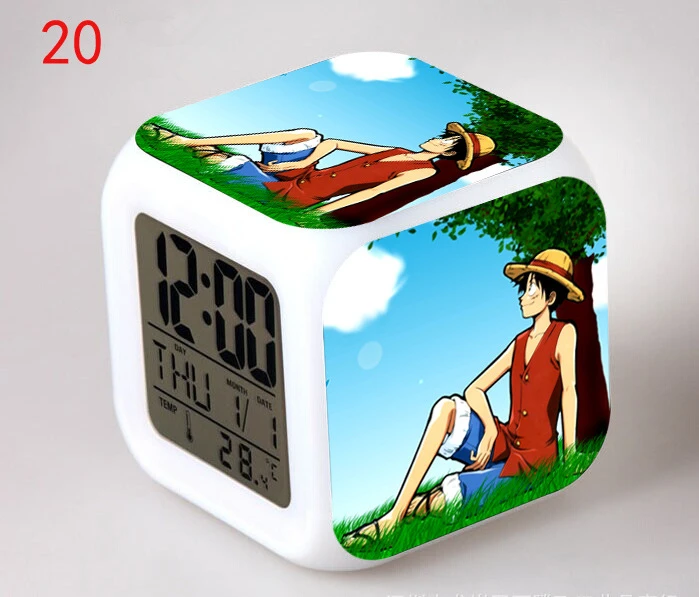 Аниме One Piece Luffy Ace Nami Nico Robin фигурка Санджи Чоппер Led цифровой будильник светящийся