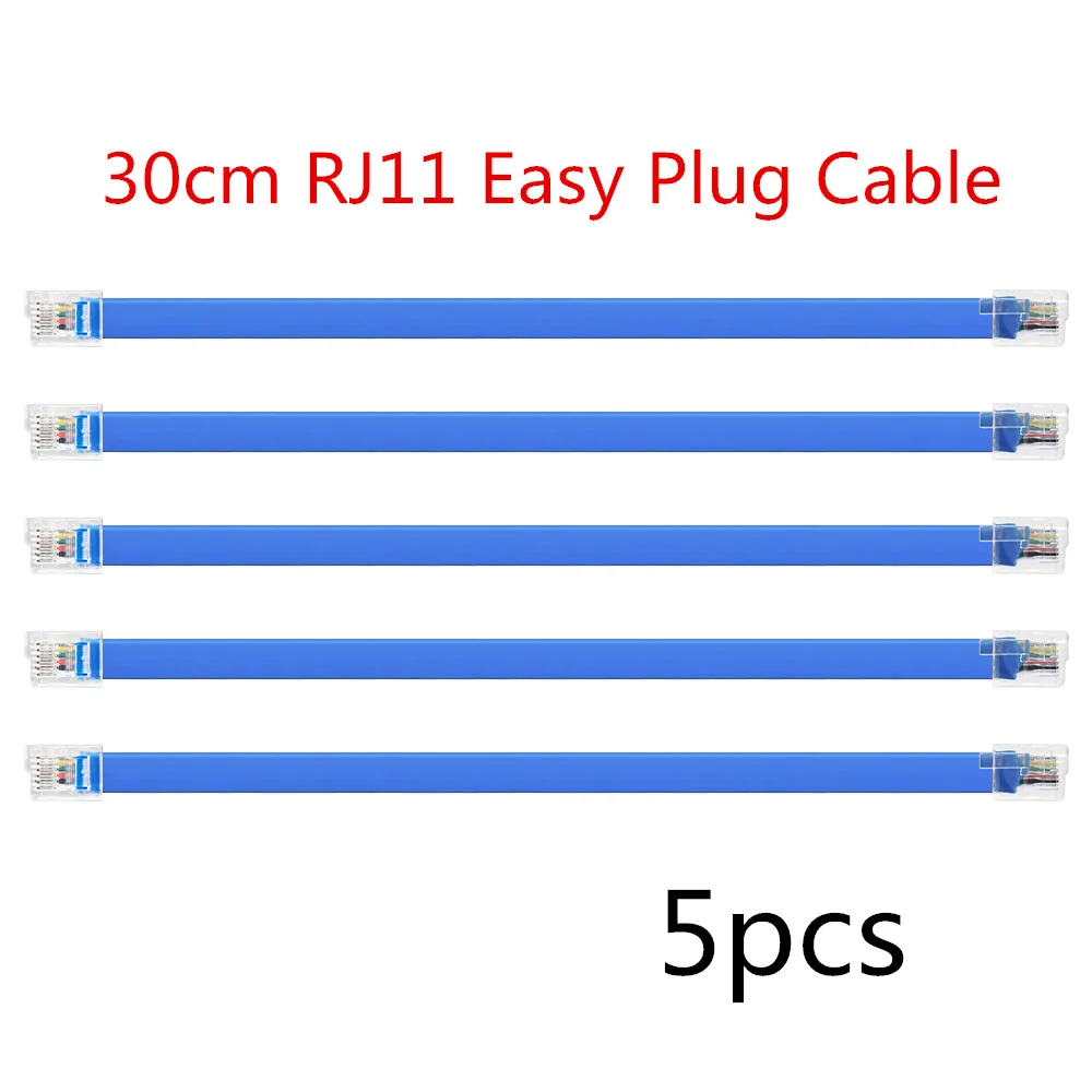 Новинка! 5 шт. 30 см синий RJ11 легко-plug кабельное соединение с кристаллом Порты и разъёмы для легкого-разъем платы/Easy-разъем датчика