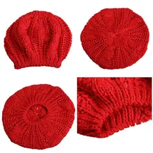 Лучший теплый зимний женский берет Свободная трикотажная шапка шапочка многоцветная лыжная шапка QQ99