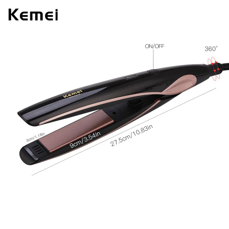 Alisador de Cabelo Kemei Profissional Elétrica Curler Turmalina Cerâmica Alisamento Ferros Aquecimento Rápido Plana Ferro Ferramentas Estilo 7 Kemei profissional elétrica alisador de cabelo curler