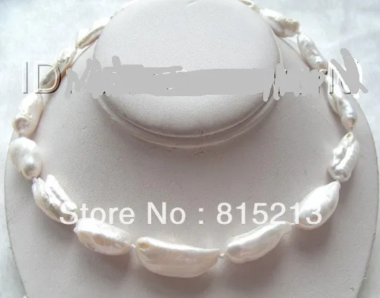 

ddh00483 CLASSIC 28mm white biwa natural freshwater pearls necklace