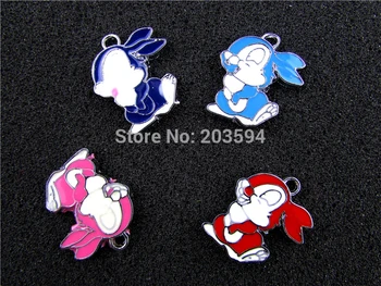 

AE452 Mix Color 20Pcs Alloy Metal Enamel Rabbit Charms Pendants 24x20mm