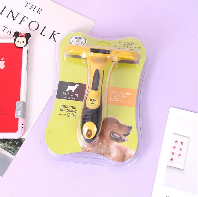 

Pet Dog Comb Hair Remover Grooming Cat Brush Nicer deShedding Tools Combs Removes Hairbrush for Cats & Dogs Curved Blade Design
