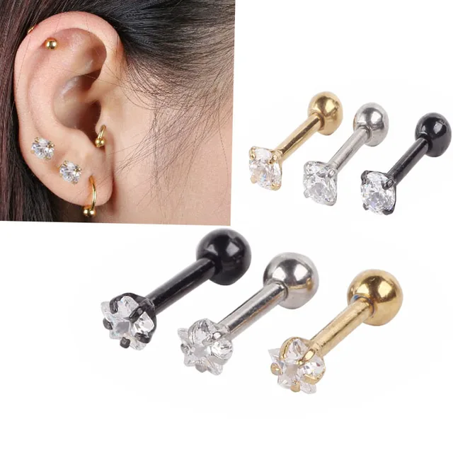 Ls 1 Pair Surgical Steel Piercing Crystal Ear Studs Fashion Stud Ls 1 Pair Surgical Steel Piercing Crystal Ear Studs Fashion Stud Jewelry Accessory Single Gem