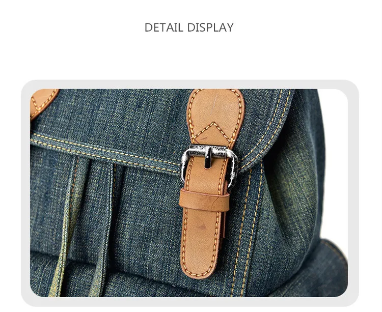 Micom Vintage Denim Backpack Women Mens Backpacks for Travelling School Bags For Teenagers Girls Large Capacity Drawstring Belts (10)