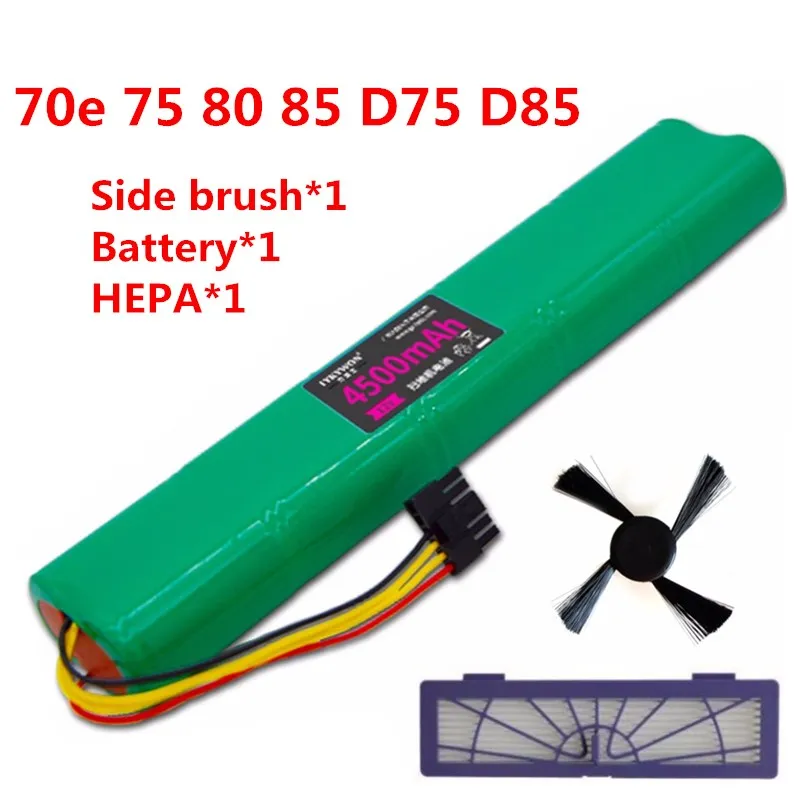 

3pcs/lot HEPA Filter+Battery+side brush 4500mAh 12V Ni-MH Cleaner Battery for Neato BotVac 70e 75 80 85 D75 D85 Vacuum Cleaners