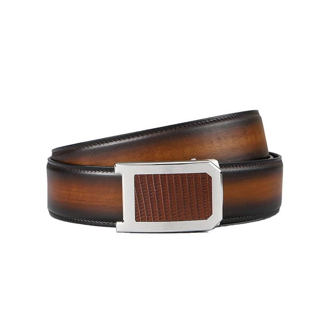 $US $79.27 Italian Leather Luxury Belts for Men Famous Brand Genuine Leather Business Automatic Male Buckle Top Cow Leather Handmade Belt