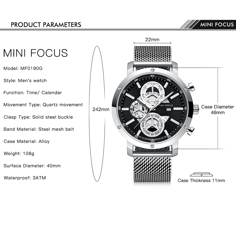 MINIFOCUS полые мужские часы Серебряные светящиеся спортивные наручные Мужские