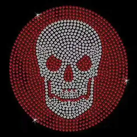 

2pc/lot Skull design stones motif iron on crystal transfers design hot fix rhinestone transfer motifs applique patches