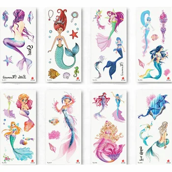 

1pcs Flower Animal Body Art Temporary Waterproof Tattoo Sticker Wolf Mermaid Designs