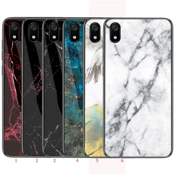 

50pcs/lot Tempered Glass Hard Case For Redmi Note 8 Pro Mi A3 Case Marble Grain Soft Edge Cover For Xiaomi Redmi 7A