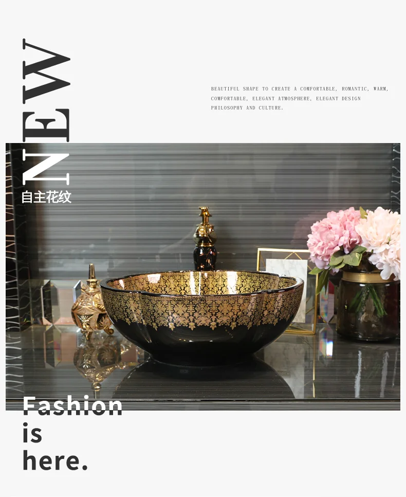 Jingdezhen factory directly ceramic hand painted hand wash basin bathroom sinks (1)