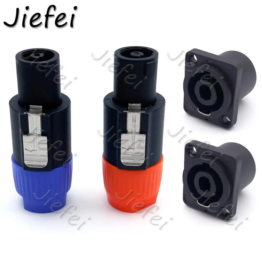Conjunto Nl4fc Pólos Speakon Macho Mais Pin Plug Power Jack Soquete Feminino Panel Mount Profissional Powercon Conector