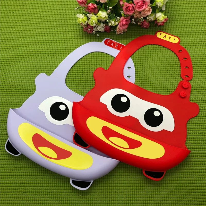 Cartoon Kids Silicone Baby Bibs Children's Adjustable Waterproof Bib Baby Feeding Stuff Burp Cloth Boy Girl Bibs Apron Baberos