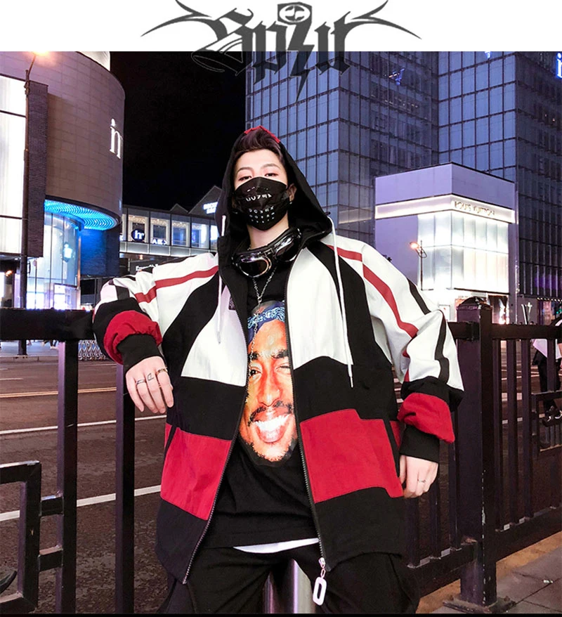 Autumn Spring Jacket Windbreaker Korean Men Hip Hop  (2)