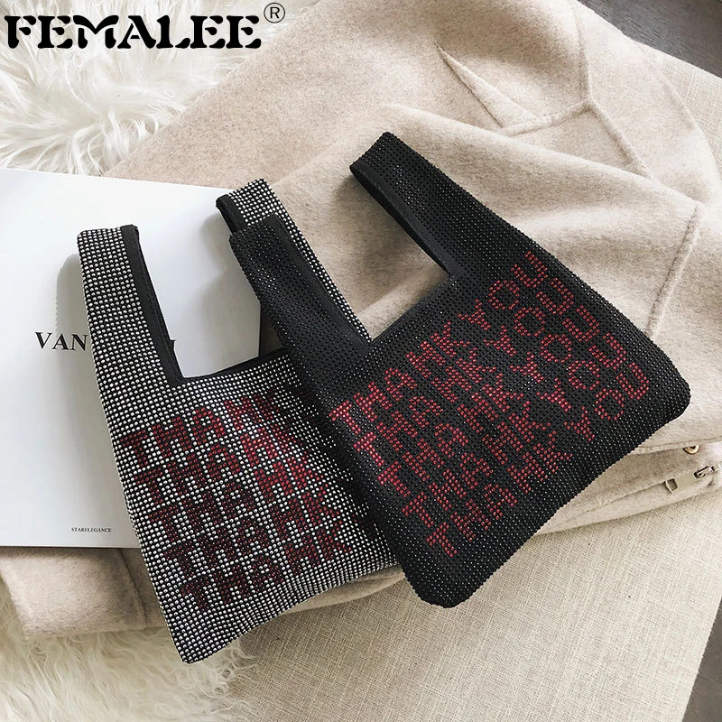 

FEMALEE Rhinestone Designer Handbags Brand Women Sequined Hand Bags 2019 Bling Bling Diamonds Ladies Clutch Bag Luxury Purses