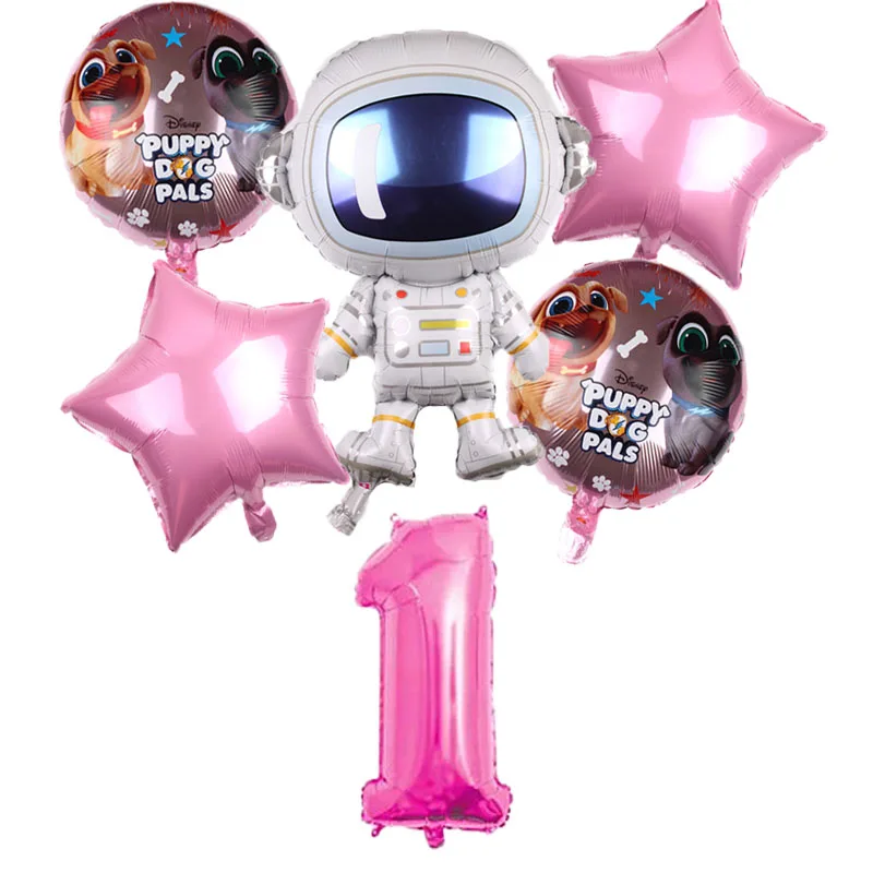 6 шт. космический корабль Звездные войны воздушные шары набор BB-8 робот фольги воздушный шар щенок собаки Pals детский 32 дюймов номер День рождения украшения - Цвет: pink 1