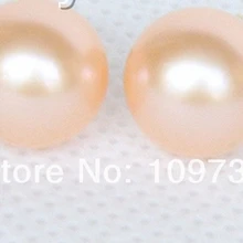 Ry00169 AAA++ блеск 10 мм идеально круглый розовый жемчуг Серьги 14KGP solid gold Стад