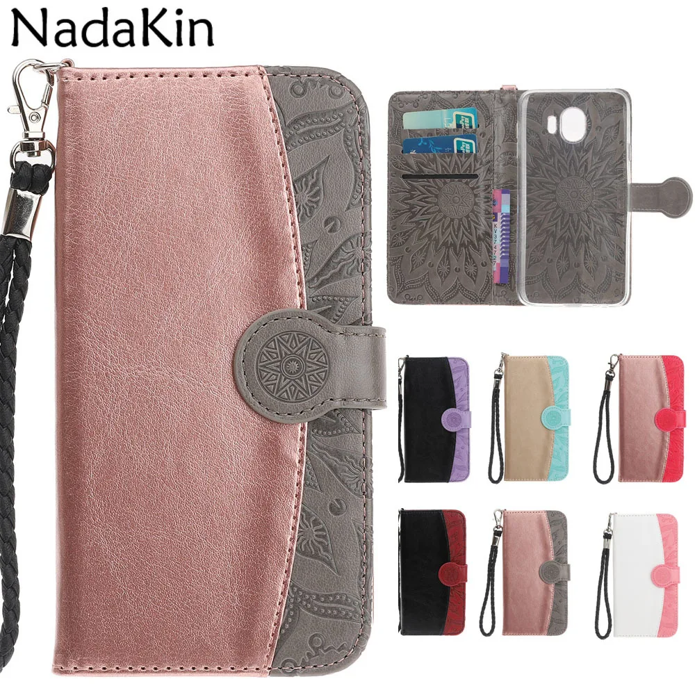 

Flip Case for Samsung Galaxy J4 2018 J6 2018 Wallet Cover Leather with Hand Rope Card Money Slots Holder Magnetic Clasp