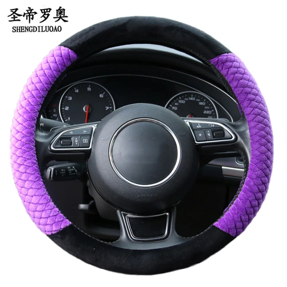 Super soft velvet universal 38cm car steering wheel cover quilting