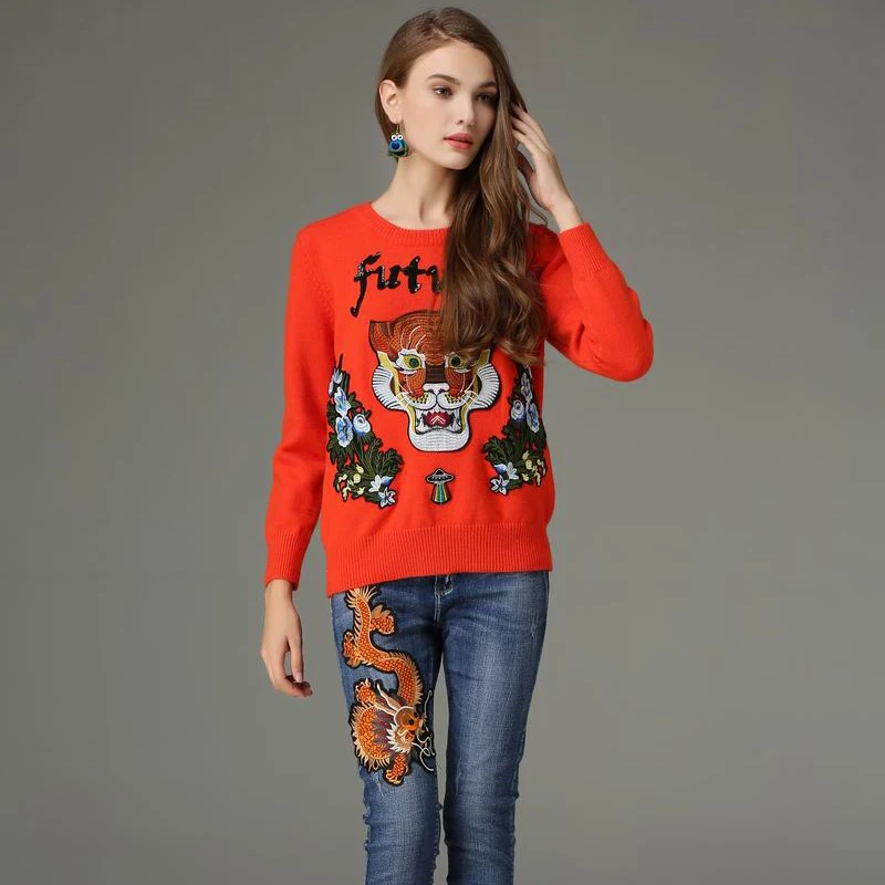 Newest Fashion 2018 Winter Runway Designer Sweaters Women's Long Sleeve ...