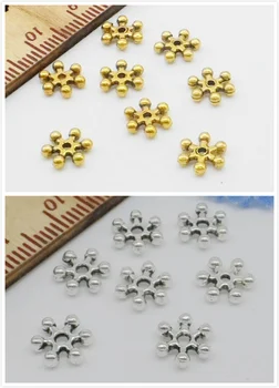

Free Ship 1000Pcs Silver Gold Snowflak Spacer Beads For Jewelry Making 7x2mm