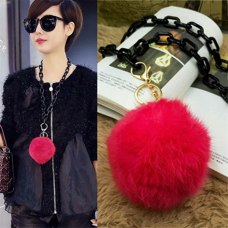 Модный брелок с помпоном из искусственного кроличьего меха 8 см сумочка для