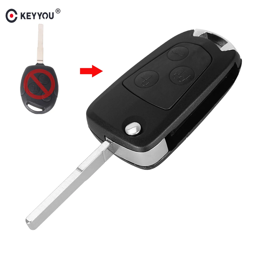

KEYYOU New 3 Button Remote Car Key Shell Folding Key Flip Shell Case Uncut Blank For Ford Focus Mondeo 3 Buttons
