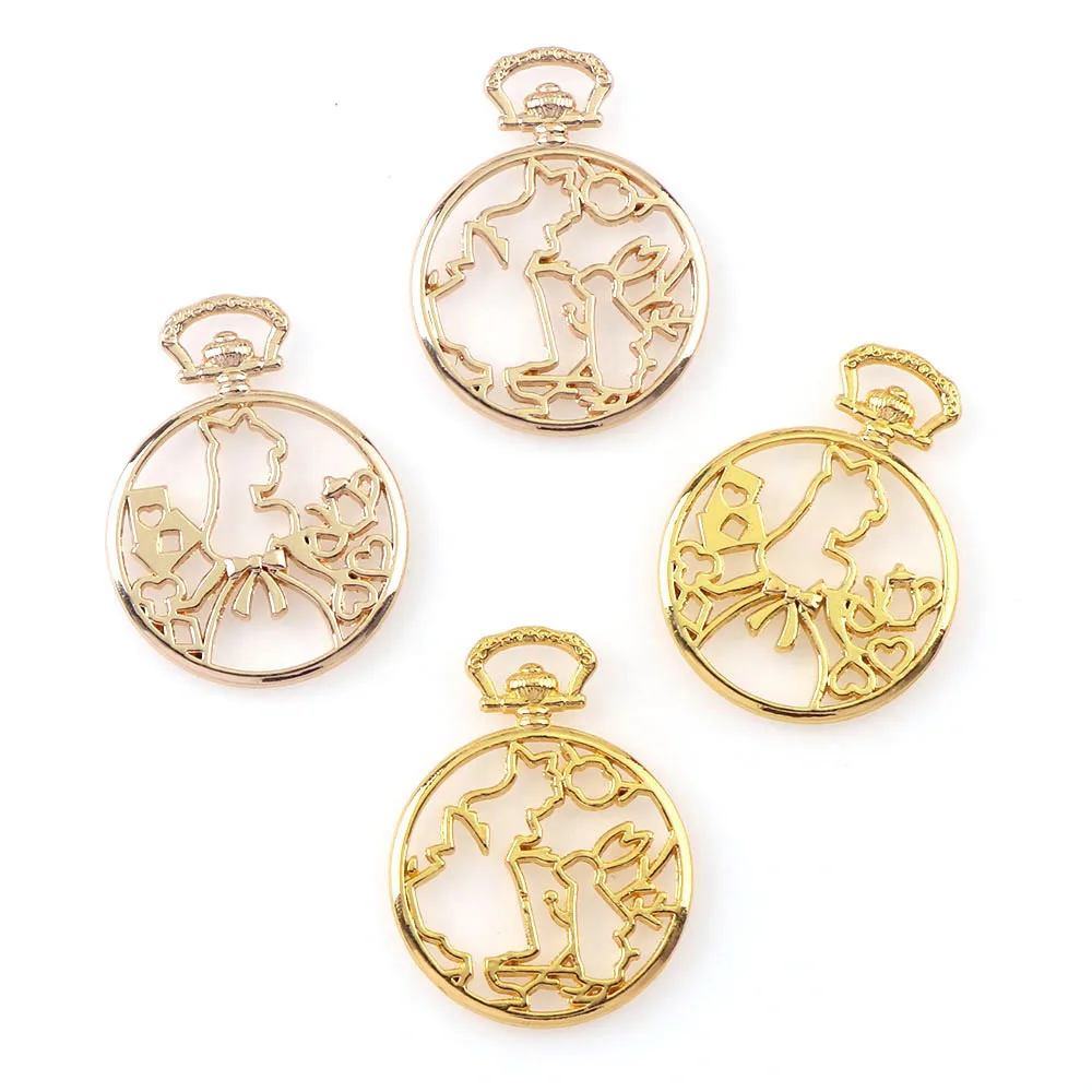 

2PC/Set Cute Girl Fairy Tale Metal Hollow Frame Pendant Gold Charm Bezel Setting Cabochon Setting DIY UV Resin Charm 33x44mm