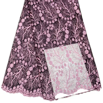 

2018 Latest Nigerian Laces Fabrics High Quality African Laces Fabric For Wedding Dress French Tulle Lace With Beads A1285-1