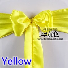 Желтый цвет атласный пояс стул шарф свадебное украшение бант на стул полоса вечерние отель шоу декоративный пояс-кушак блестящий цвет