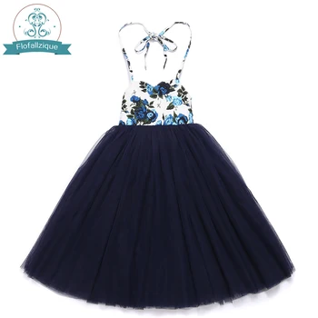

Toddler Girls Long Tulle Dress Summer 2018 Vintage Floral Party Wedding Special Occasi Princess kids dresses for Girls Clothes