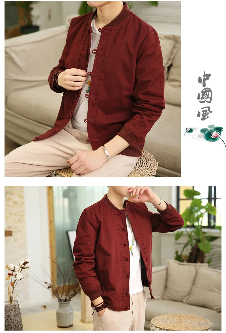 New Spring Bomber Jacket ArmyGreen Chinese Style Men Jackets Cotton Casual Shirt Coats Traditional Clothes chaqueta hombre