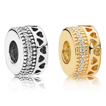 

Hot Sale 2 Color Small Love Hearts Crystal Charms Beads Fit Original Pandora Bracelets & Bangles for Women Valentine's Day DIY
