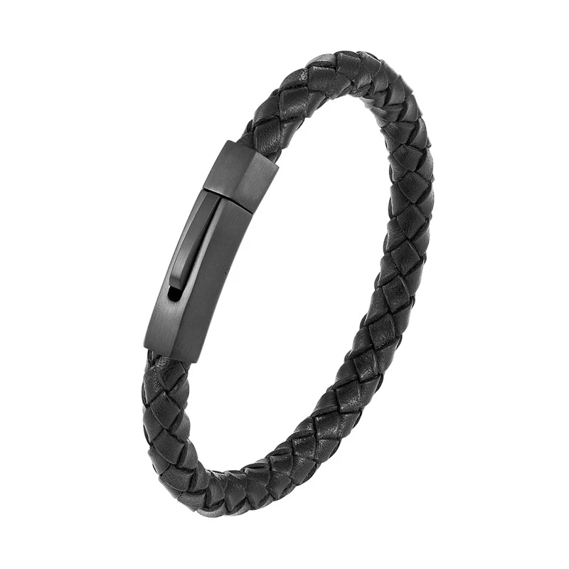 

European Fashion Retro Stainless Steel Bracelet Men Weaving Leather Bracelet Simple Ladies Bracelet Christmas Fine Gift Pulseira