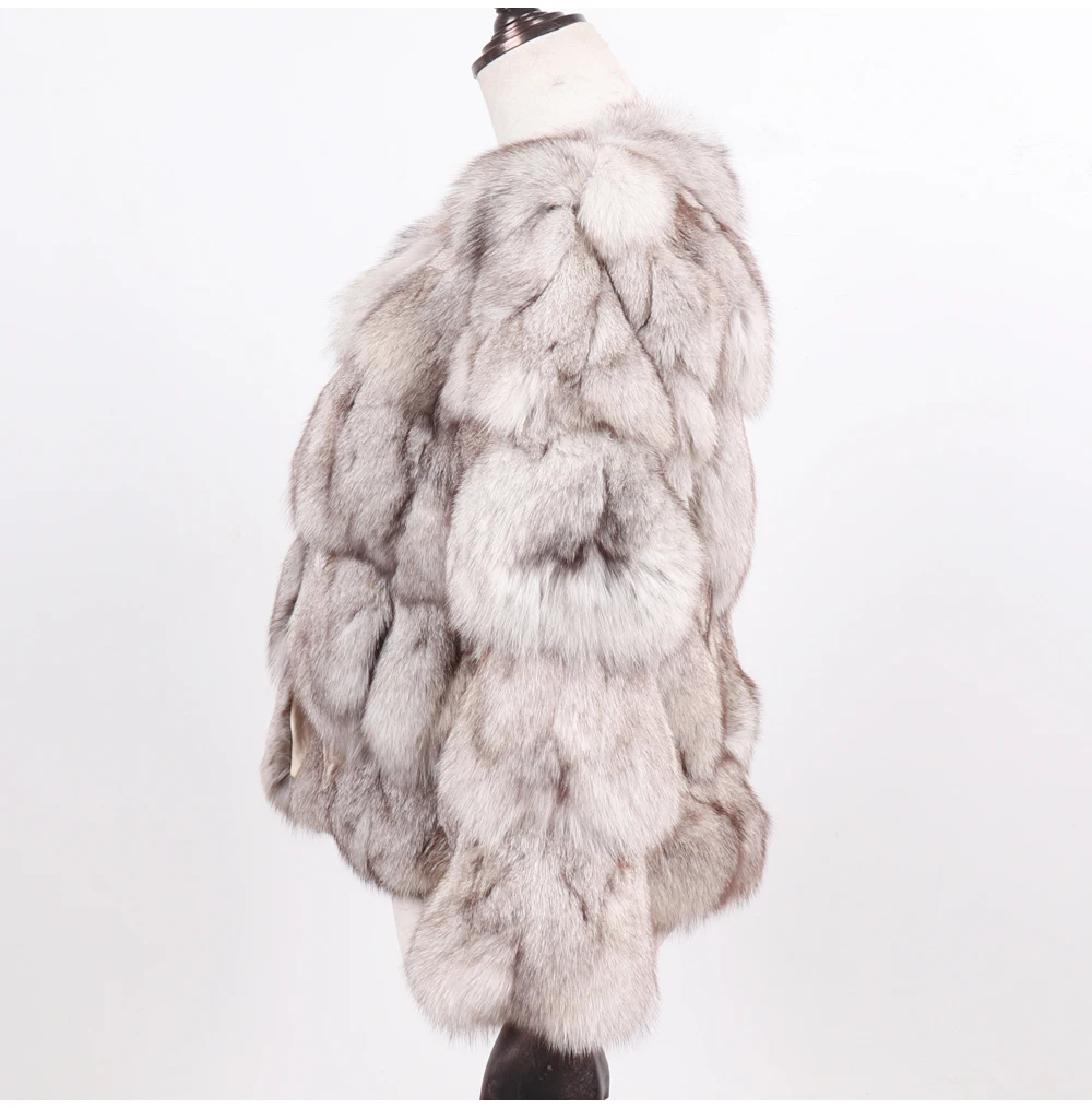 Женское зимнее пальто из натурального Лисьего меха, натуральное теплое качественное пальто из лисьего меха для русской леди, модная верхняя одежда из натурального Лисьего меха