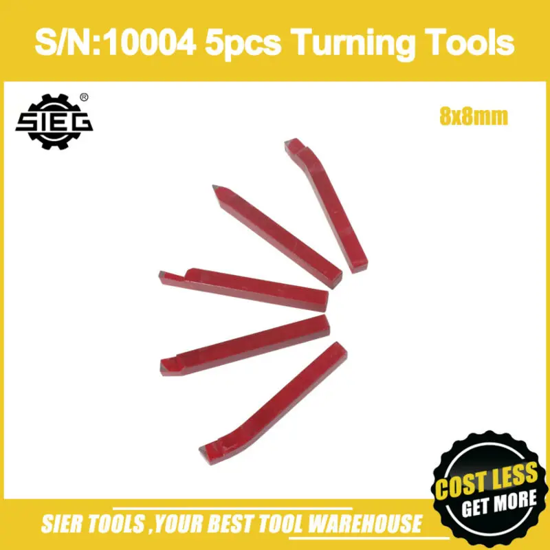 

Free Shipping!/S/N:10004 5pcs 8x8mm Turning Tools/SIEG Lathe Tool